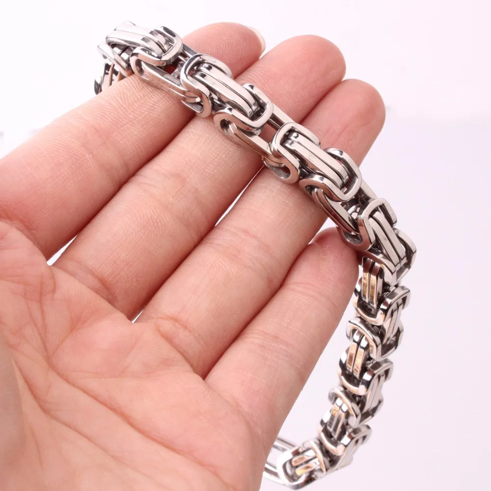 Granny Chic 4/5/8mm Men Bracelets Jewelry Punk Silver color Byzantine Style Stainless Steel  Chains Link Cool Party Gift