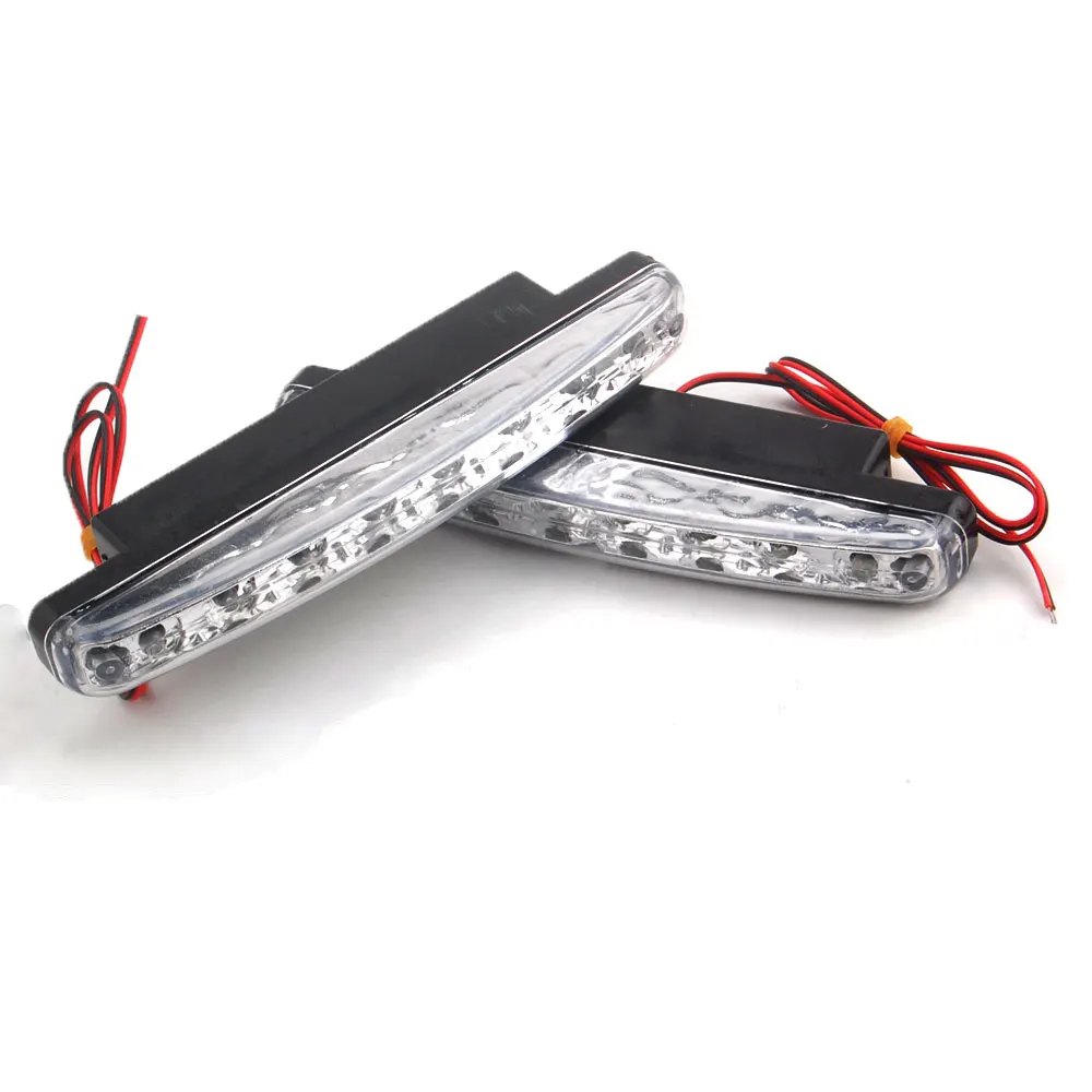 BBQ@FUKA 2 Pcs 8 LED Euro Daytime Running Light DRL Daylight Fog Lamp Day Lights Fit For A4 A6 Accord Civic CRV K2 Car-Styling