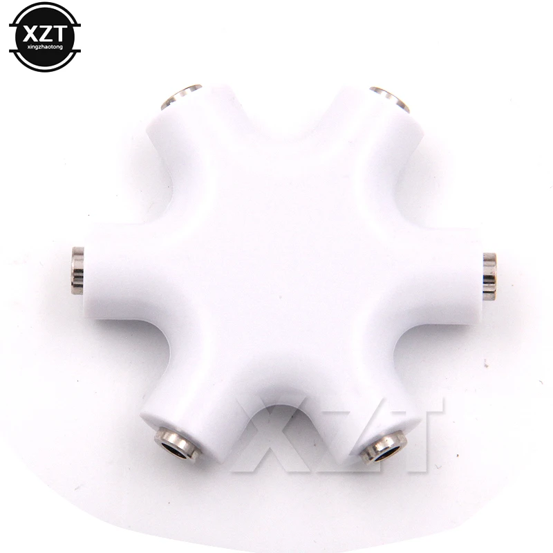 PZ hot Audio Cable Adapter Converter  Mini Snowflake 3.5mm Jack 6 Multi Port Aux Headphone Splitter