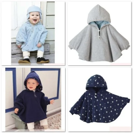 Baby Boy\'s Hoodies Coats Reversible Smocks Combi Cape Mantle Outwear Fleece Coat Hooded Jackets baby dress