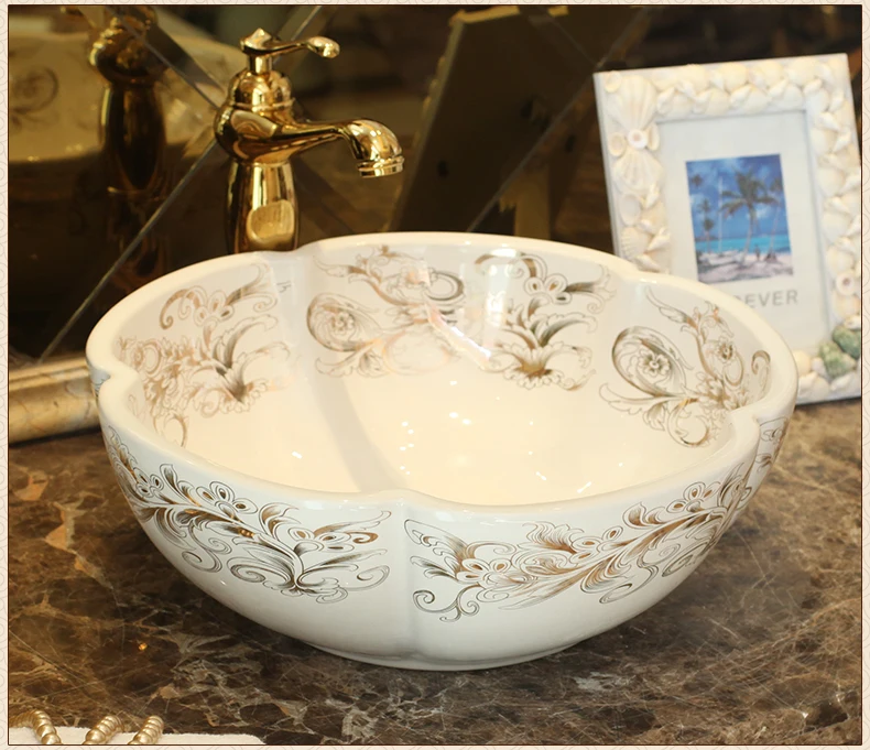 Europe Vintage Style Art wash basin bathroom sinks Countertop bathroom sinks ceramics wash basin