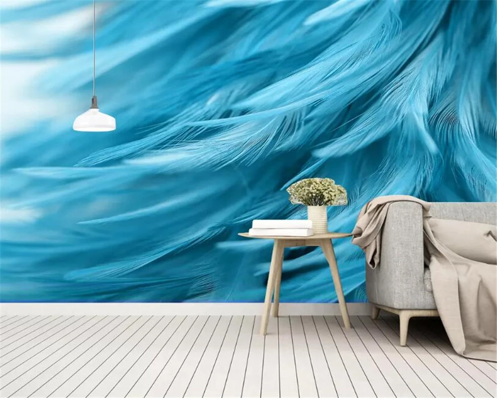 

beibehang Custom Photo wallpaper Abstract pure blue feathers decorative background wall 3d wallpaper papier peint mural 3d