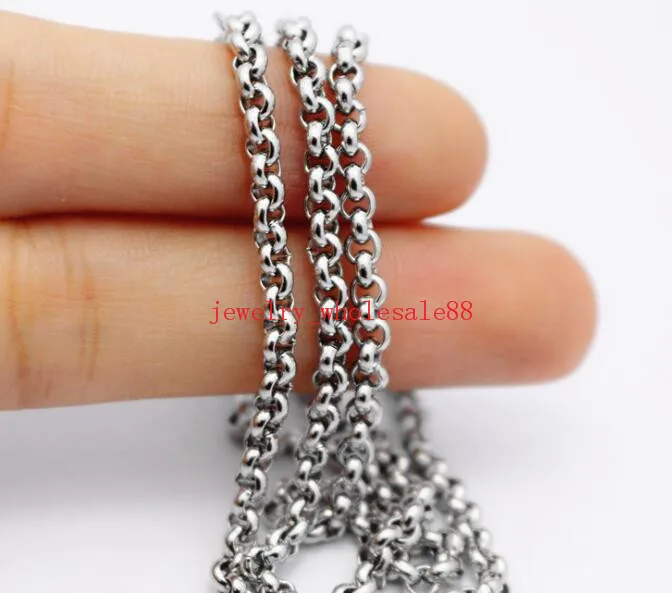 GNAYY Lot of 3 meters wholesale 4mm Stainless Steel  Round Rolo chain Jewelry Finding /Marking Chain DIY Jewelry