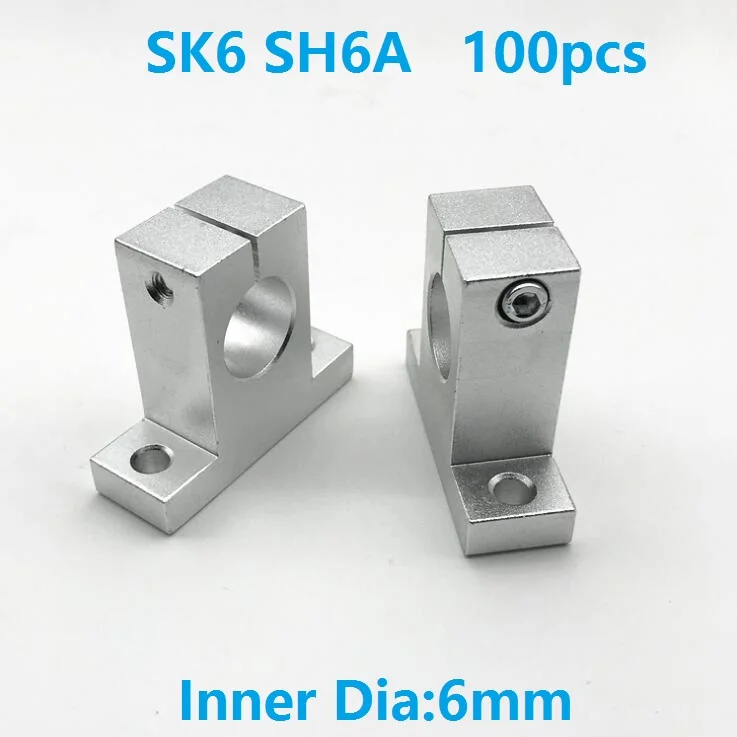 100pcs/lot SK6 SH6A linear bearing rail shaft support inner diameter 6mm XYZ Table CNC router 3d printer parts