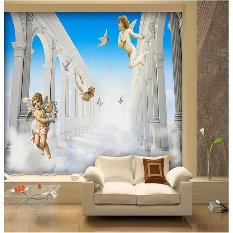 

beibehang Customized 3d tv wallpaper murals angel 3 d heaven murals photo wall beauty living room wall paper papel de parede