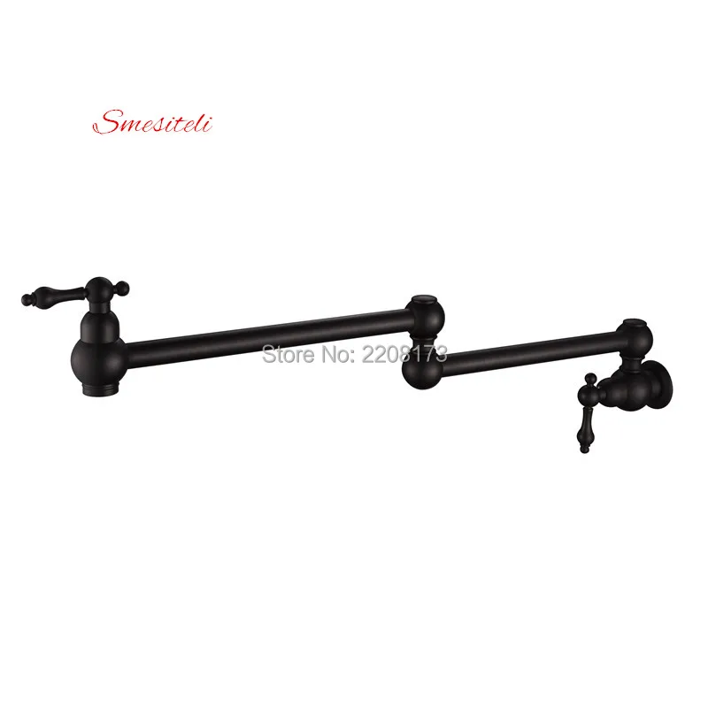 Smesiteli Luxe Dubbele-Jointed Swingende Uitloop & Messing Deurkrukken Enkele Koude Pot Filler Tap Wall Mounted Keukenkraan