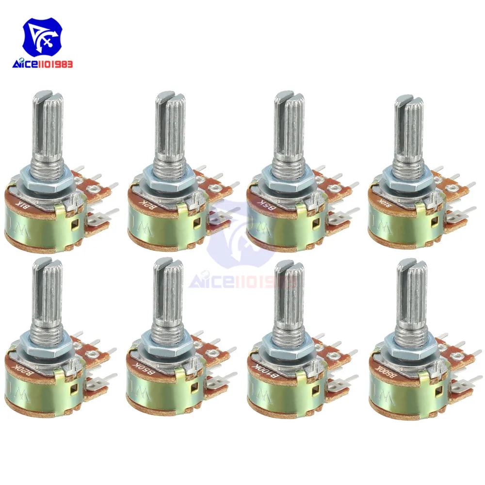 5 PCS Potentiometer Resistor 1K 2K 5K 10K 20K 50K 100K 250K 500K 1MΩ Ohm 6 Pin Linear Taper Rotary Potentiometer for Arduino