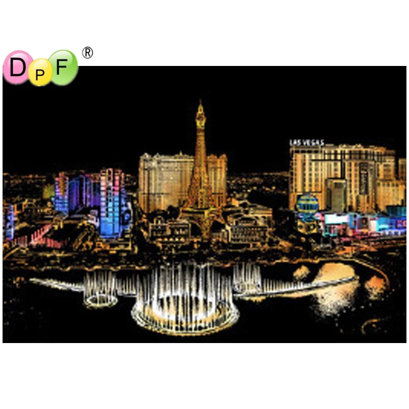 DPF Scratch Pictures Las Vegas City Paper 41x28.7cm Creative Set Screen Postcard Art Gifts Fashion DIY Drawing Picture Wall