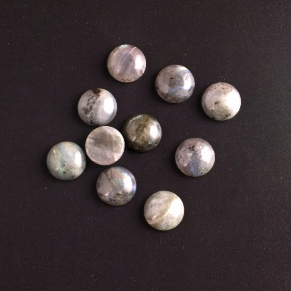 Wholesale 12pcs/lot Round 16mm Labradorite Cabochon Semi Precious Loose Stone Rings Cabochon For Jewelry Making Free Shopping