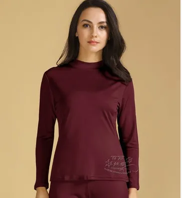 

100% authentic mulberry silk top with thick silk machine and a turtle neck warm long-sleeved lingerie -4