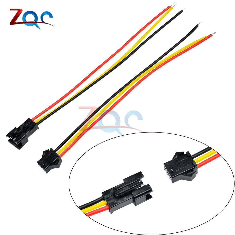 10Pairs 10cm 15cm 30cm Long JST SM 2Pins 3Pins Plug Male to Female Wire Connector Spacing 3MM 2.54MM for LED Light