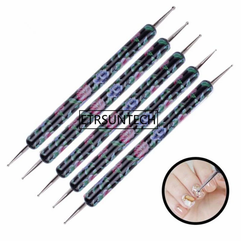 Double Dotting Pen Nail Art Marbleizing Dotting Manicure Tools Point Drill Pen Nail Dotter Tool for Nai art F1752