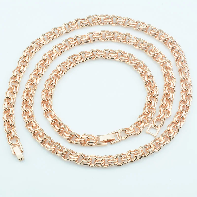 Fashion 8mm Toggle Lock Men Women Hip Hop Double Rolo Link Chain Set Rose Gold Color Necklace Bracelet Jewelry Sets