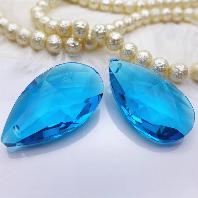 lake blue crystal pendants heart/pear/leaf/olive shape chandelier curtain lamp hanging drops DIY accessories findings clear k9