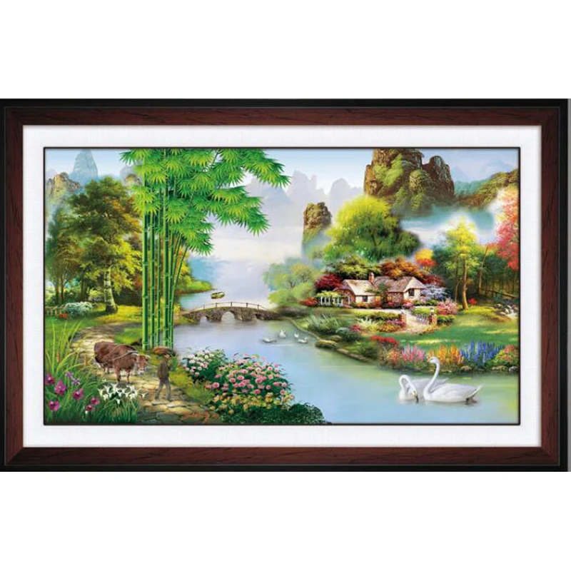 Special Shaped Diamond Painting Cross Stitch Kits Landscape Swans DIY 5D Diamond Embroidery Mosaic Home Decoration Rhinestones