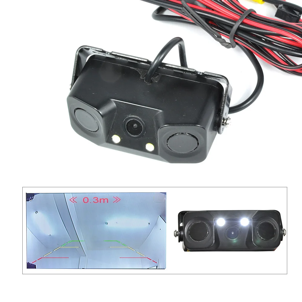 3 in 1 Car Parking Night Vision CCD Camera Rear View Camera + Parking Sensor Distance Measurement Radar Parking Sensor