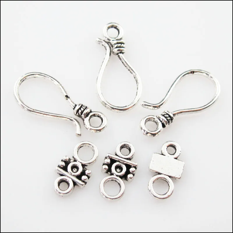 20Sets Tibetan Silver Color Teardrop Bracelet Toggle Clasps Connectors