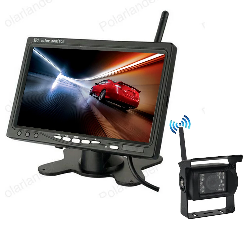 7 Inch Wireless Car Monitor TFT LCD Display Screen With 18 LED Night Vision Rear View Reverse Parking Camera For Truck 24V