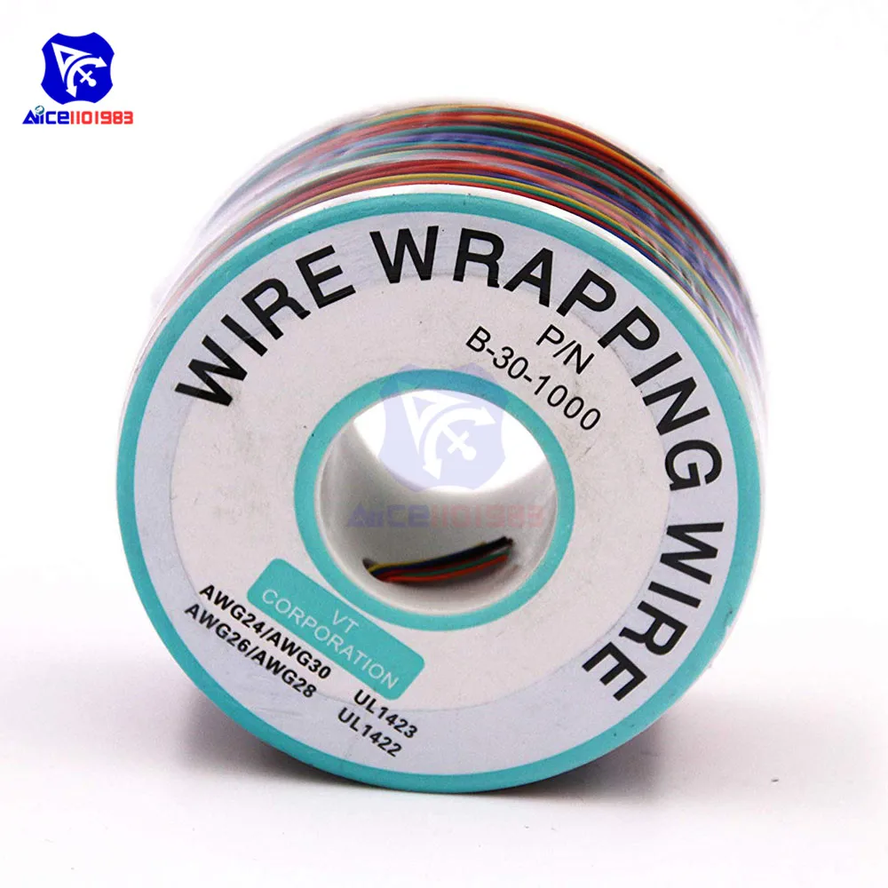 Wire Wrapping B-30-1000 UL1423 Insulation Cable 250M 30 AWG 8 Color Wire 0.25mm Copper Tinned Copper Solid Line DIY Kit