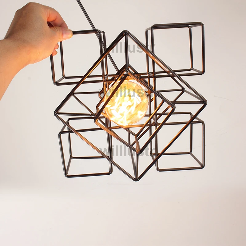 Willlustr metal abstract geometry PENDANT LIGHT industry loft Edison Bulb hanging lighting American country suspension lamp