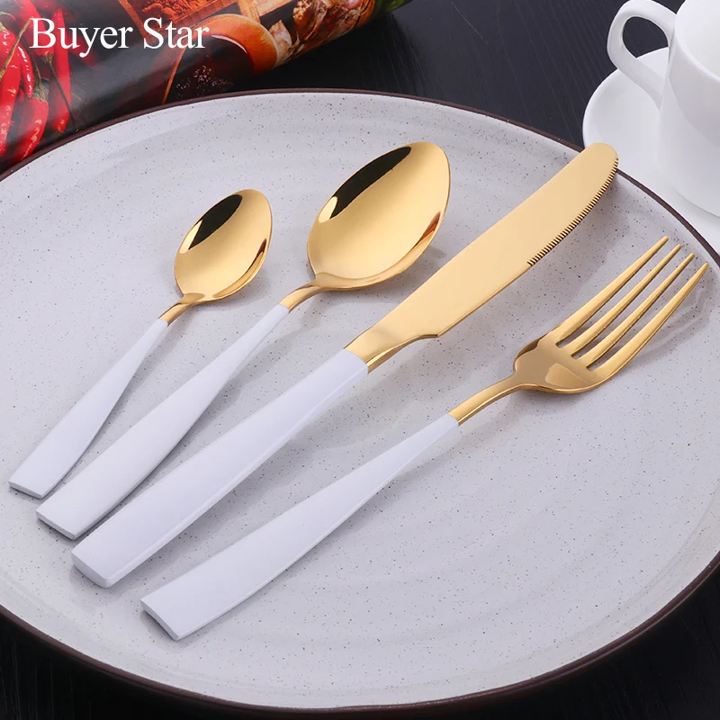 

16/24Pcs Wholesale Flatware Set Stainless Steel Cutlery Set Knife Fork Spoon Kits Metal Western Kitchen Dinnerware Restaurant