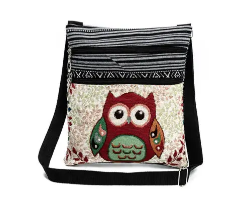 Retro gufo stampa pacchetto diagonale borse a tracolla Organizer da viaggio zaini floreali da donna Mini pacchetto pochette borse a tracolla