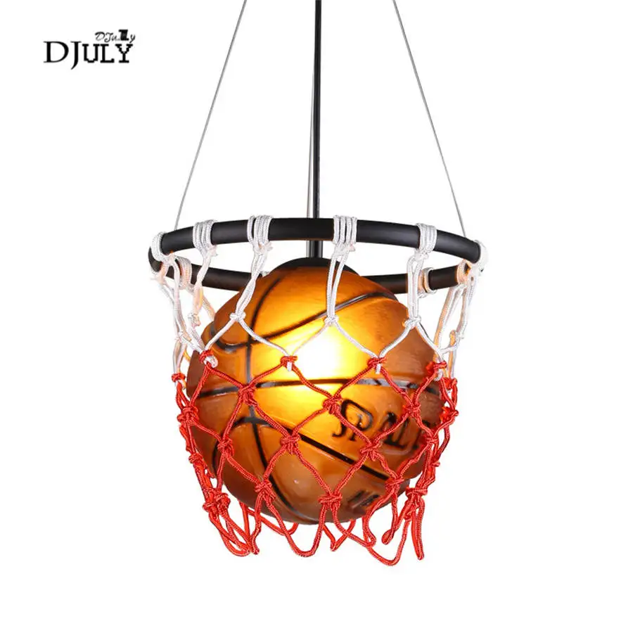 nordic creative children bedroom basketball pendant lights art deco kids study nursery hanging lamp dining room led luminaire