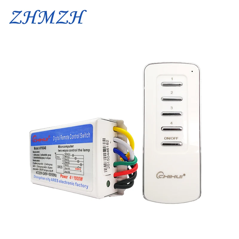 CHIHUI AC 220V--240V 4 Way 5 Sections ON/OFF Smart Digital Wireless Remote Control Switch Receiver Transmitter for Lamps 3 Ways