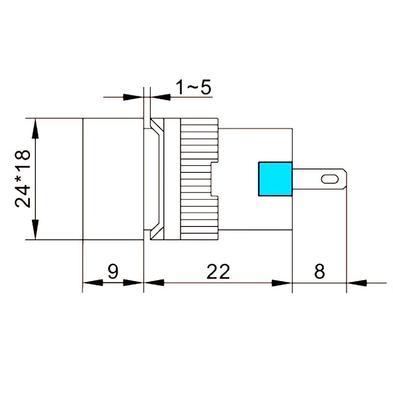 1pcs 16mm Rectangle Momentary push button switch lamp 5pins 12V