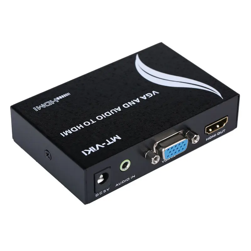 MT VIKI VGA and Audio to HDMI Converter VGA2HDMI Adapter with Power Supply Stable 720p, 1080p HD Video MT-VH02