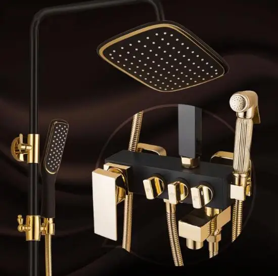 

Bathroom Luxury black Golden shower mixer with bidet shower bath and shower mixer set bathroom Shower faucet Bathtub Faucet Sets