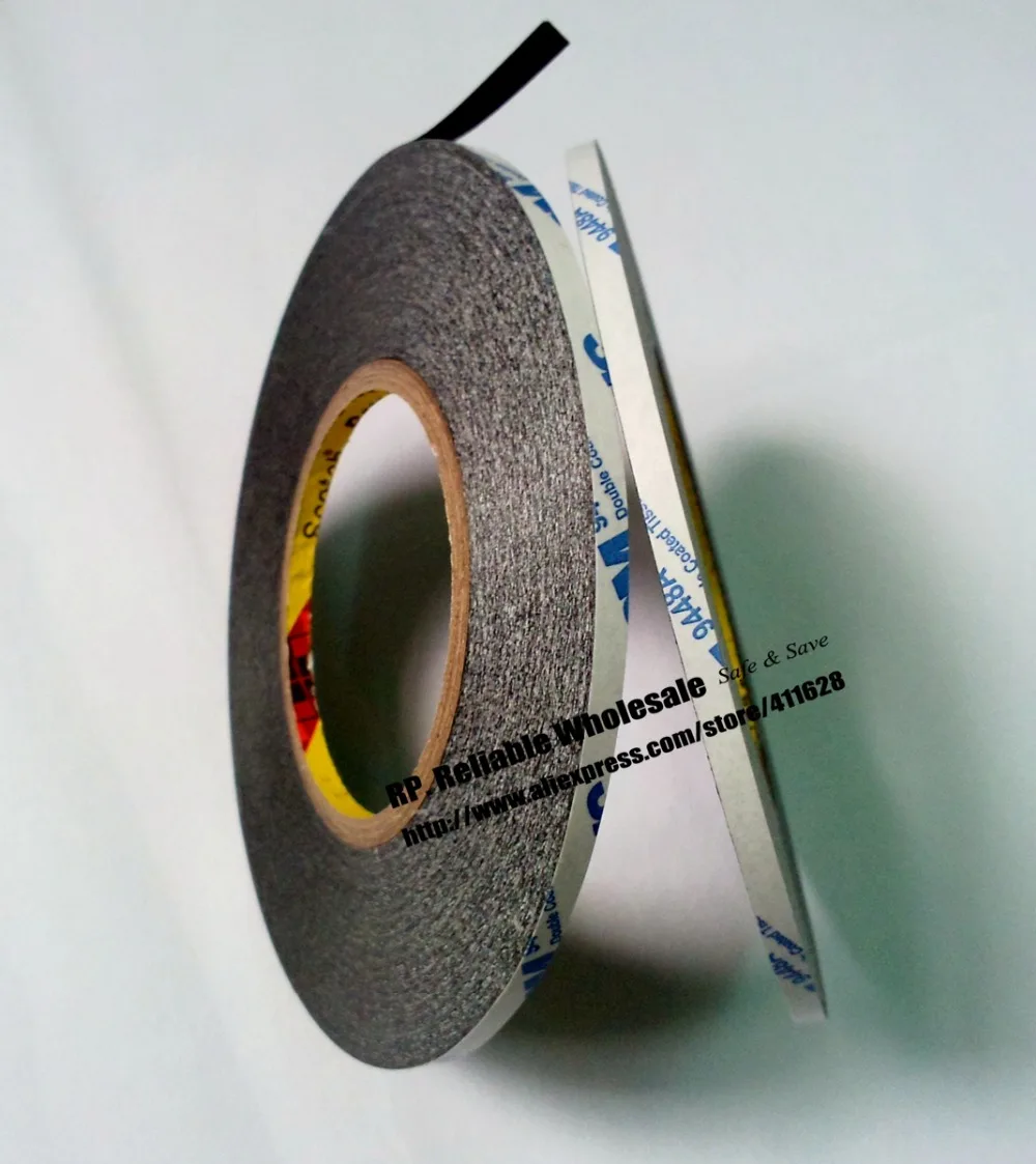 

2 Rolls 5mm wide, 50 Meters/roll, Original 3M 9448AB Black Double Sided Adhesive Ribbon Strip for Phone Tablet Touch Screen LCD,