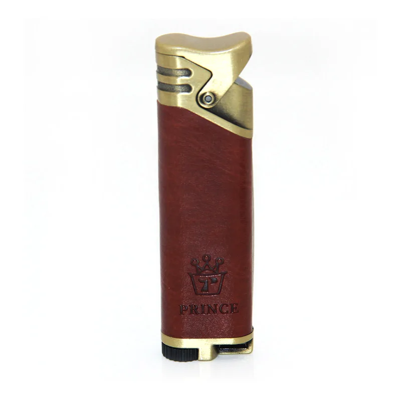 Retro Leather cigar lighter Butane Gas Straight flame Lighters Refillable Windproof Cigarette Lighter Torch tobacco Fire