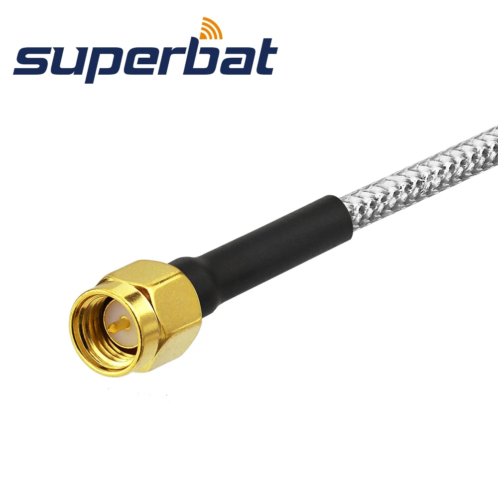 Superbat Antenna Feeder Cable Assembly SMA Female Bulkhead to SMA Male Semi-Flexible .141" Cable RG402 15cm