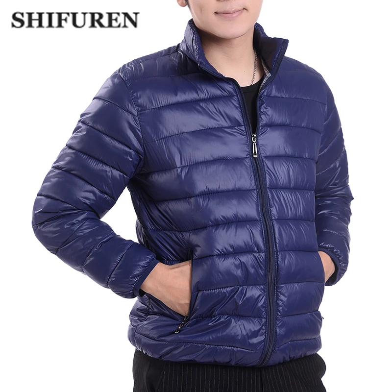 

SHIFUREN 2018 New Arrival Winter Men's Casual Parkas Long Sleeve Stand Collar Thicken Warm Cotton Padded Jackets and Coats