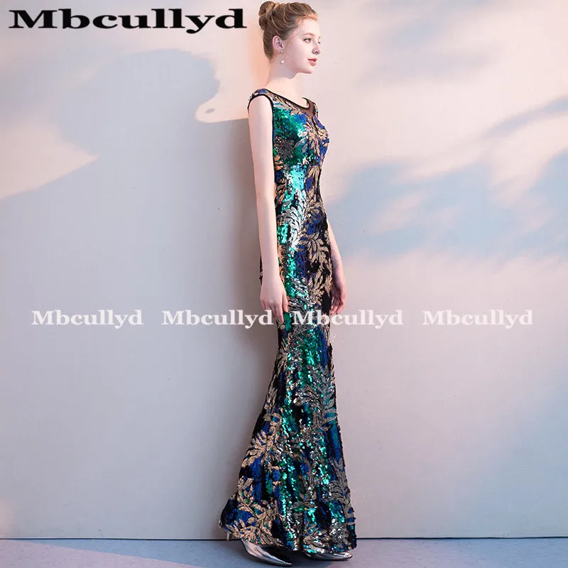 Mbcully 2023 brilhando lantejoulas sereia vestidos de baile africano com sheer scoop neck backless elegante preto meninas noite gala vestidos