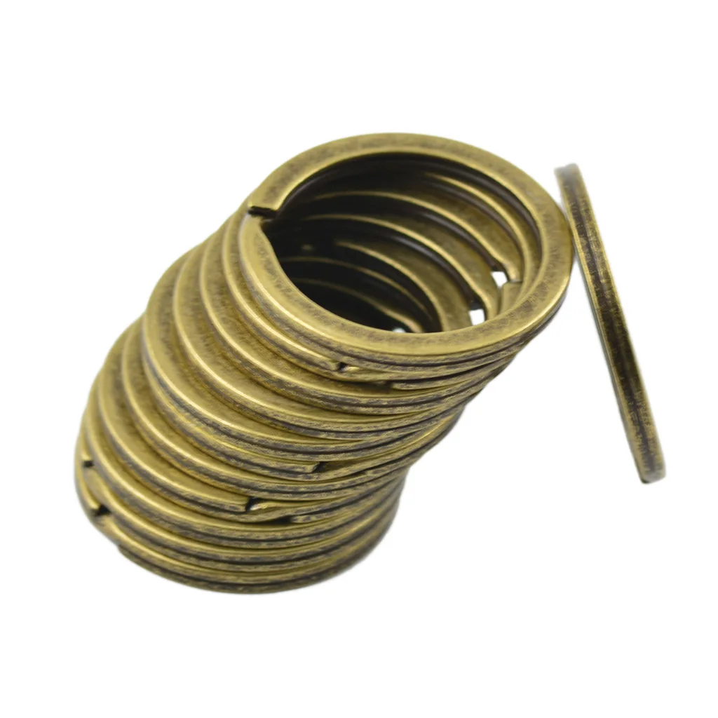 12pcs Antique Bronze Tone Metal Flat Split Rings Keyrings Keychains Keys Holder