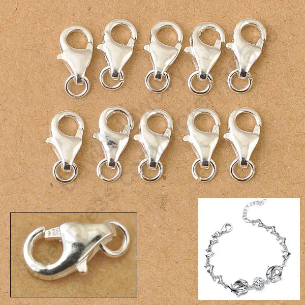 

50pcs a lot 925 Sterling Silver jewelry findings Accessories lobster clasp with opening jump ring fittings charms