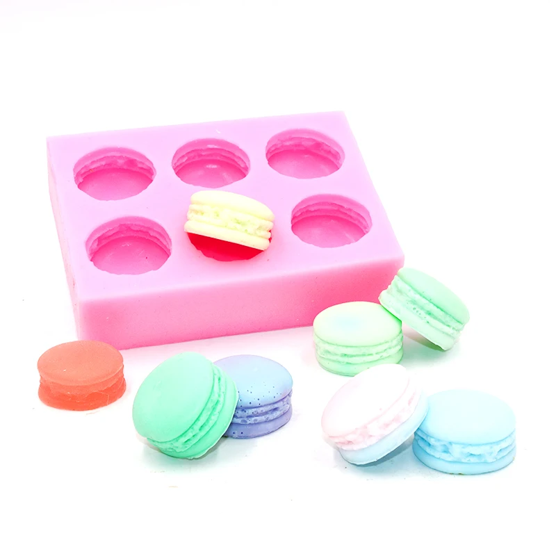 Moldes de silicona para macarrones, moldes para pasteles de chocolate con 6 agujeros, suministros para hacer velas para hornear, pastel de dulce, moldes decorativos para hacer velas