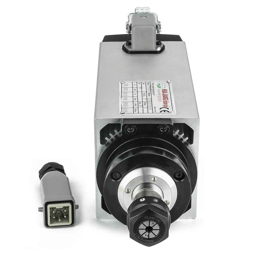 4 KW Air Cooled Square Spindle Motor for CNC Engraving Milling Grind 220v or 380V AC ER20  with 4 pcs Bearings High Speed