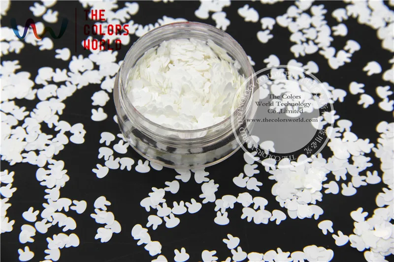 TCM1200 Solvent resistant utra thin White Color Rabbit shape 4MM Size  Glitter Spangles for Nail Polish and Other DIY decoration