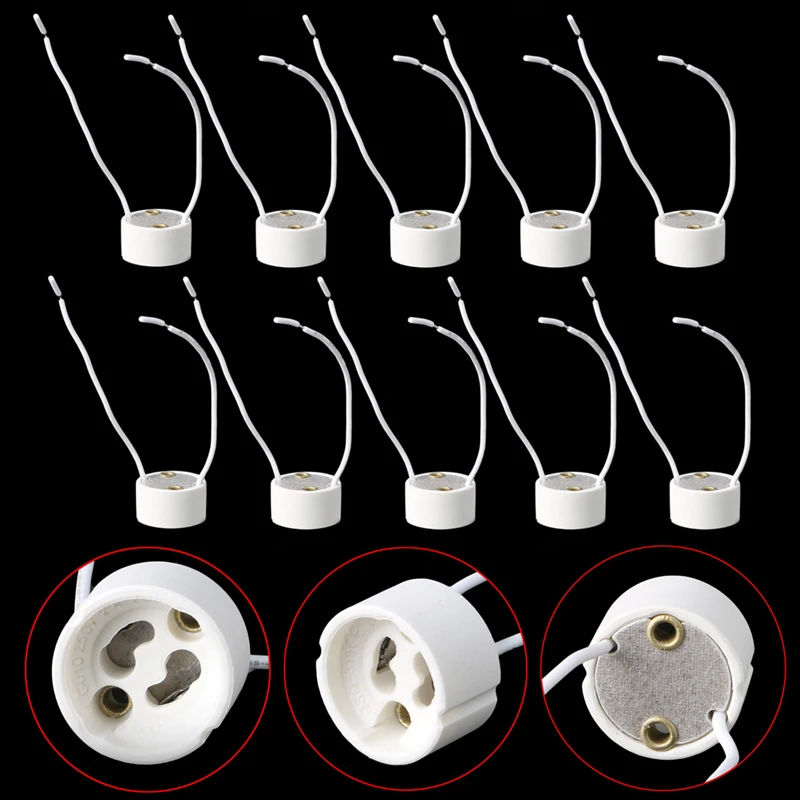 1 Pcs GU10 Socket LED Bulb Halogen Lamp Holder Base Ceramic Wire Connector