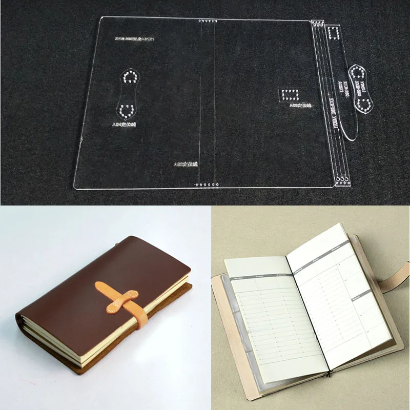 Acrylic Stencil DIY Leather Handicraft Diary Book Package Template Hand Hold Leather Sewing Pattern