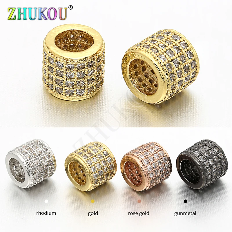 7mm Brass Cubic Zirconia Round Spacer Beads DIY Jewelry Findings Accessories, Hole: 4mm, Model: VZ62