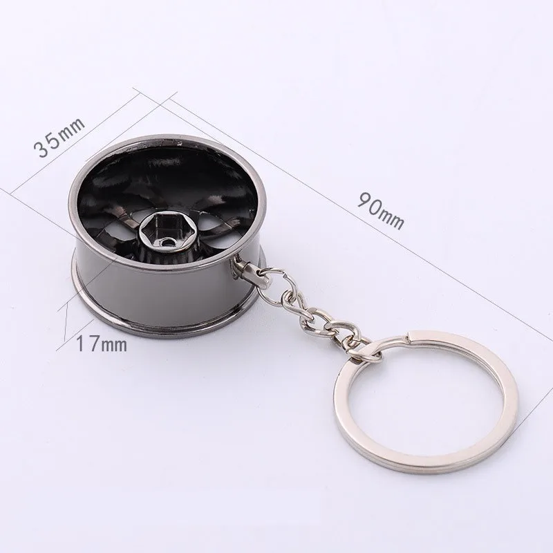 New 3D Miniature Car Metal Wheel Rim Keychain Car Key Ring Wheel Hub Key Chain Best Party Gift Jewelry