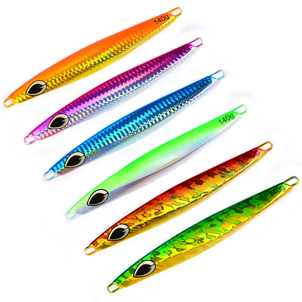 Pro beros 1PCS Jigging Fish Lead 140G/14.5CM Metal Jig Fishing Tackle 4 Colors Paillette Knife Wobbler Artificial Hard Bait