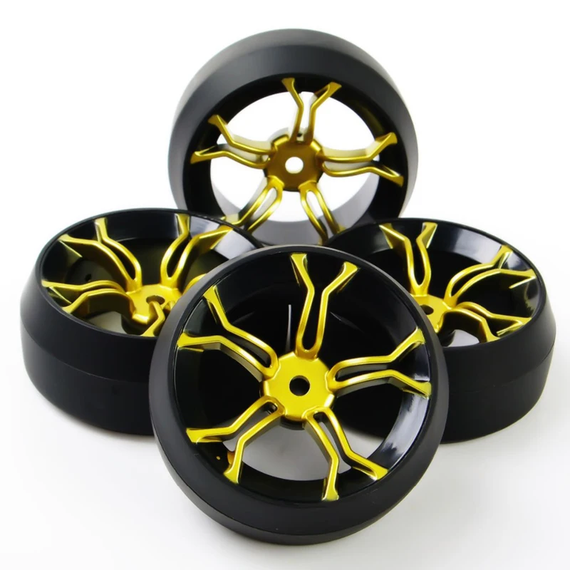 4Pcs/Set 1:10 Scale Drift Tires Wheel Rim Offset 6mm fit HPI HSP Racing RC Drift Car Accessories