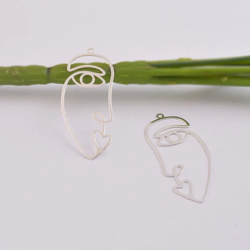 50 Stück AC9607 15*38mm Kreative Gesichts-Ohrringe DIY Handgemachte Charms Metall-Schmuckanhänger – Detail 2