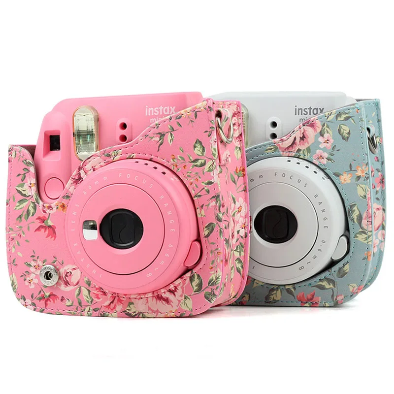 Shoulder Camera Bag Protective Case Colorful Forest Patterns Leather Camera Bag for Fujifilm Instax  Mini 8/ MINI8+/ 9