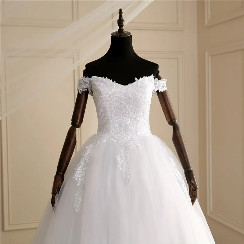 2023 Luxus schulter frei Ballkleid Spitze Brautkleider Schatz schiere zurück Prinzessin Illusion Applikation Brautkleider Casamento